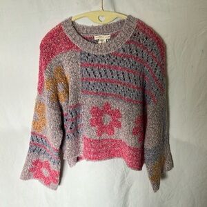 Sincerely Jules: Colorful Knit Wool Blend Sweater- Bell Sleeve- Cropped- M